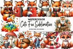 Cute Fox Clipart Bundle - CraftNest - Digital Crafting and Art