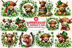 St. Patrick's Day Highland Cow Clipart Bundle - CraftNest - Digital Crafting and Art