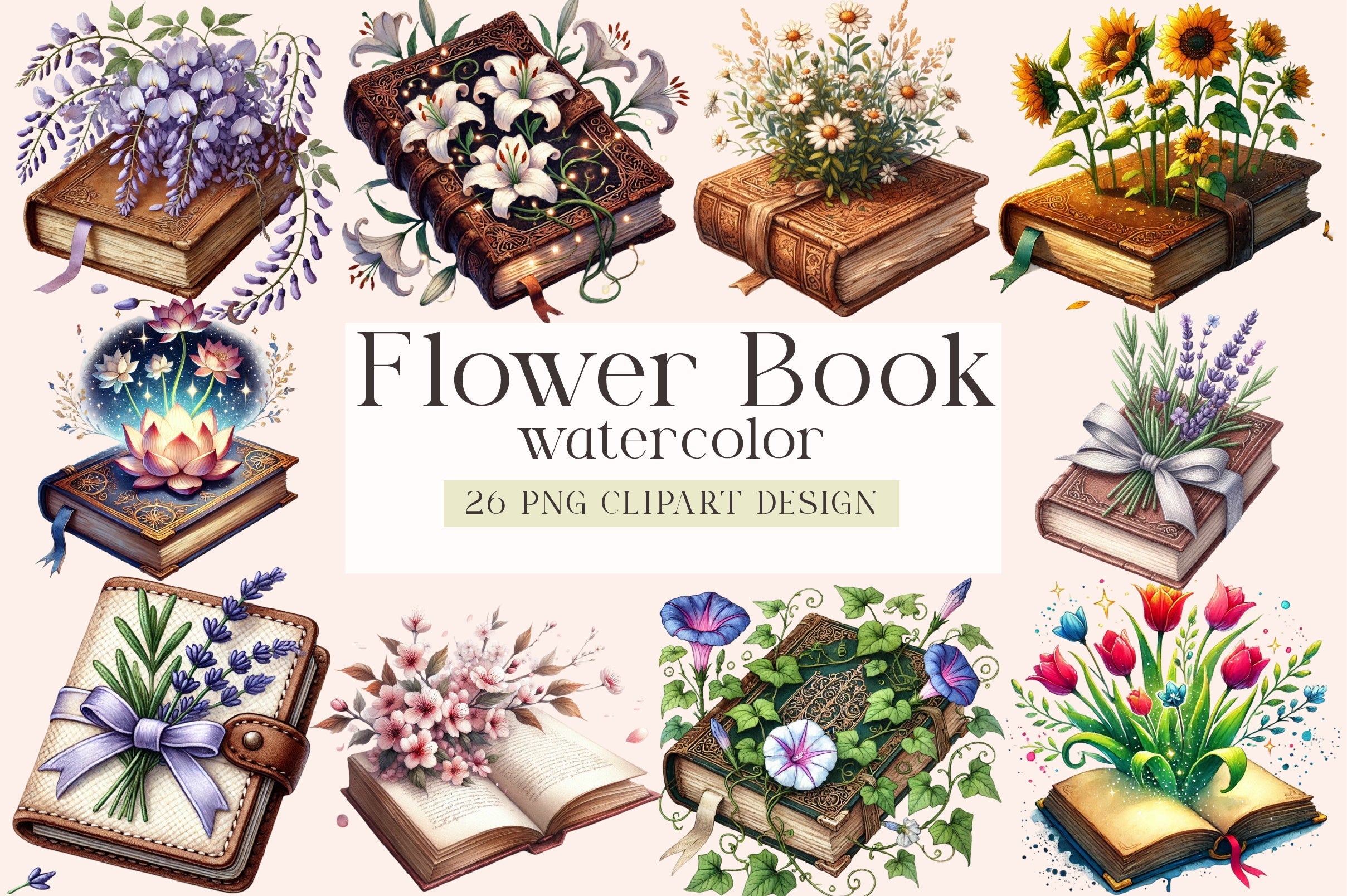 Flower Book Clipart Bundle