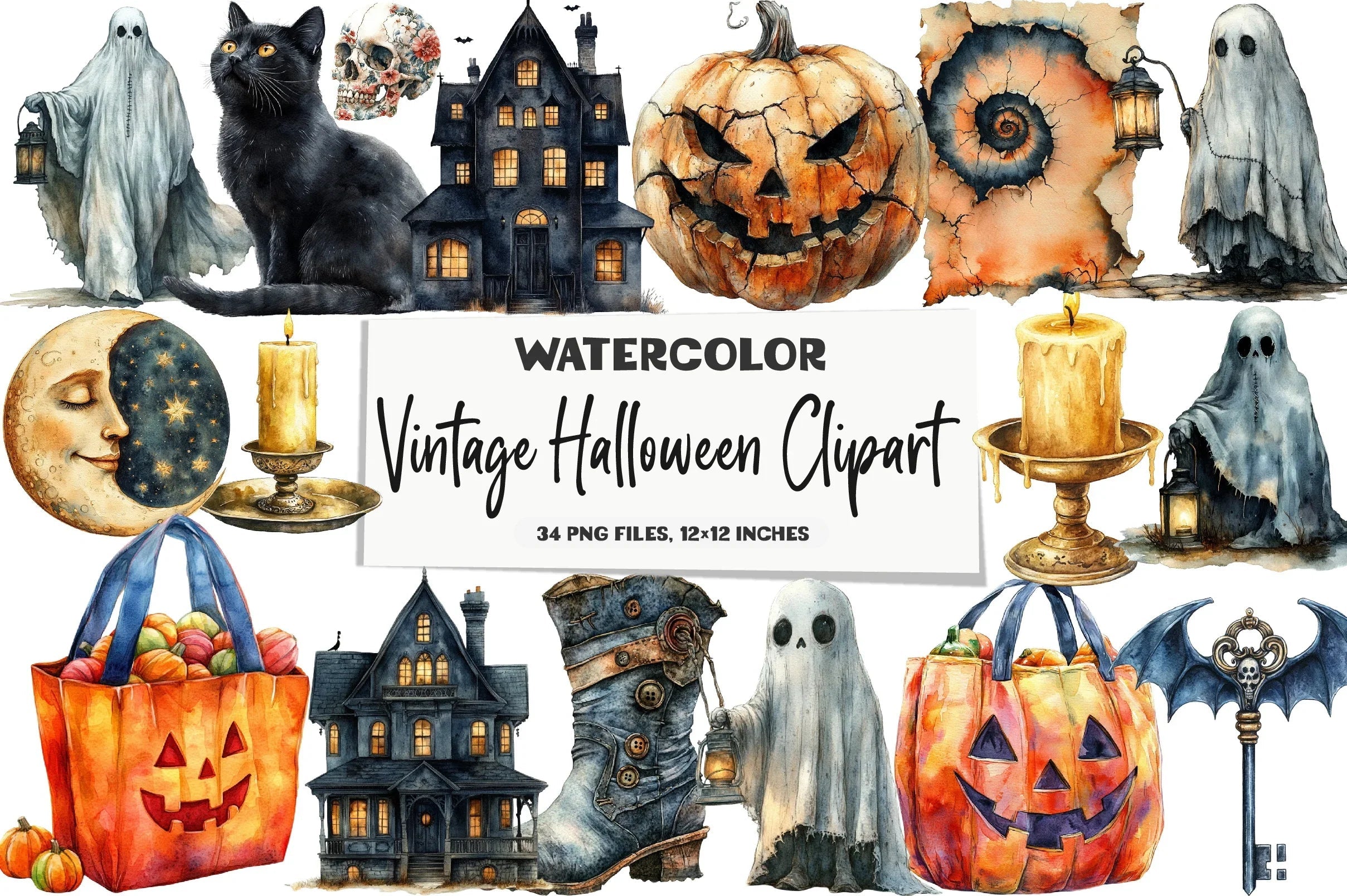 Vintage Halloween Clipart Bundle - CraftNest - Digital Crafting and Art