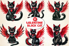 Valentine Black Cat Clipart Bundle 99 - CraftNest - Digital Crafting and Art