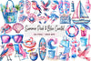Summer Pink & Blue Coastal Clipart Bundle