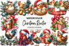 Christmas Rooster and Chicken Clipart Bundle