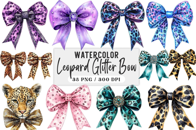 Leopard Glitter Bow Clipart Bundle - CraftNest - Digital Crafting and Art