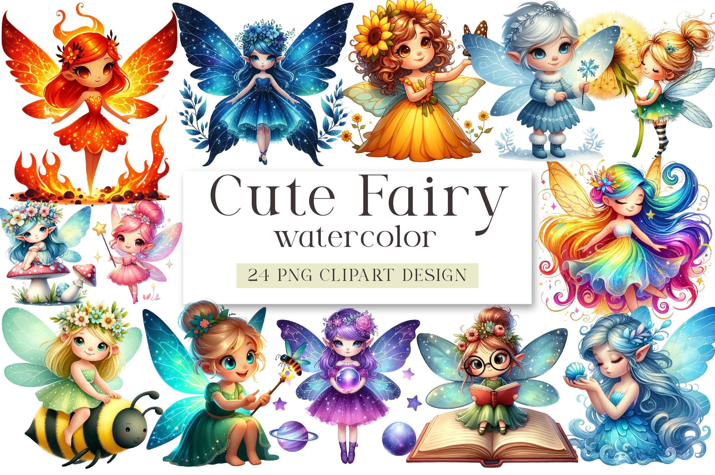 Cute Fairy Clipart Bundle
