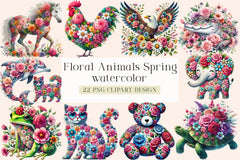 Floral Animals Spring Clipart Bundle - CraftNest - Digital Crafting and Art