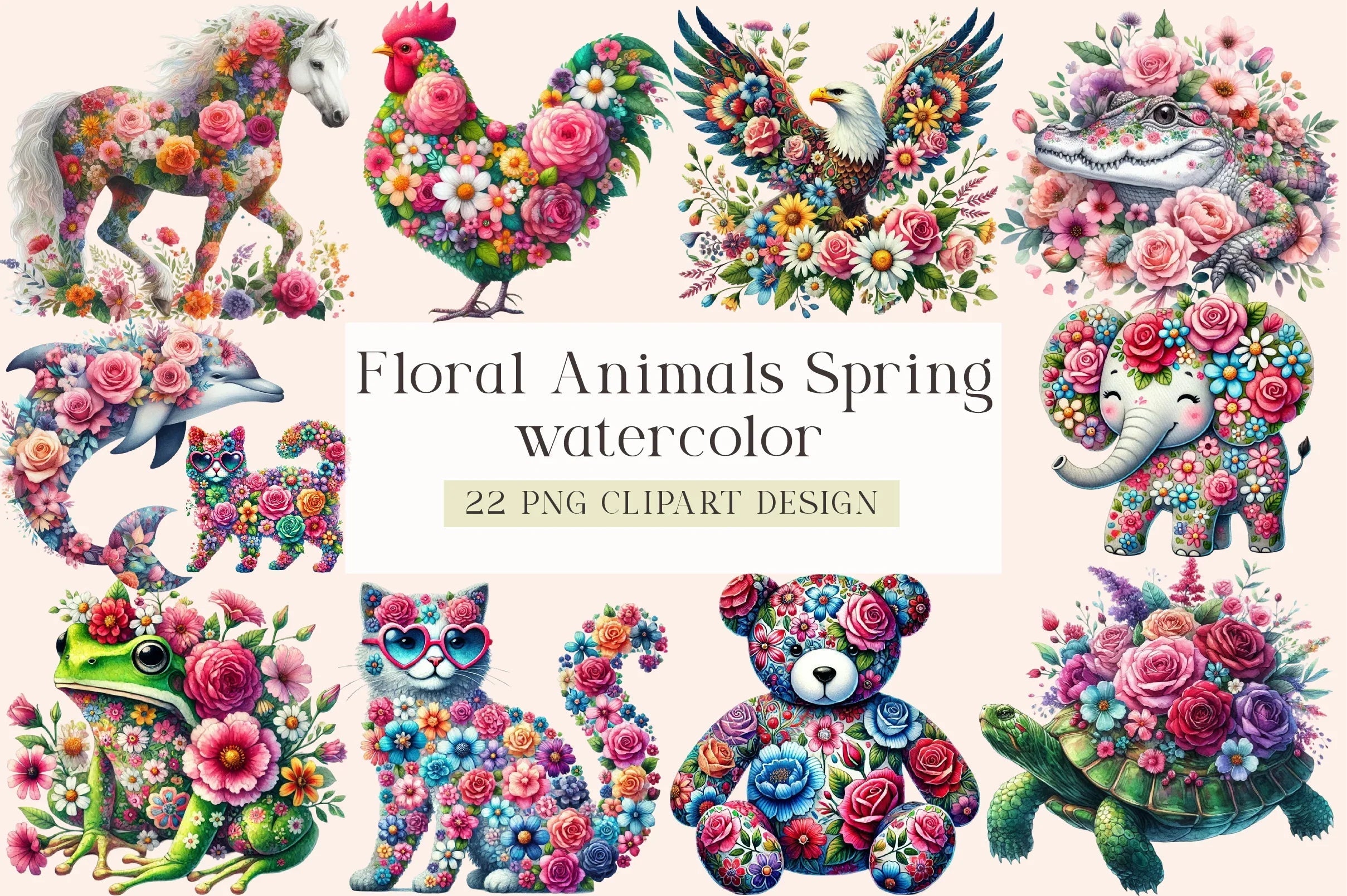 Floral Animals Spring Clipart Bundle - CraftNest - Digital Crafting and Art