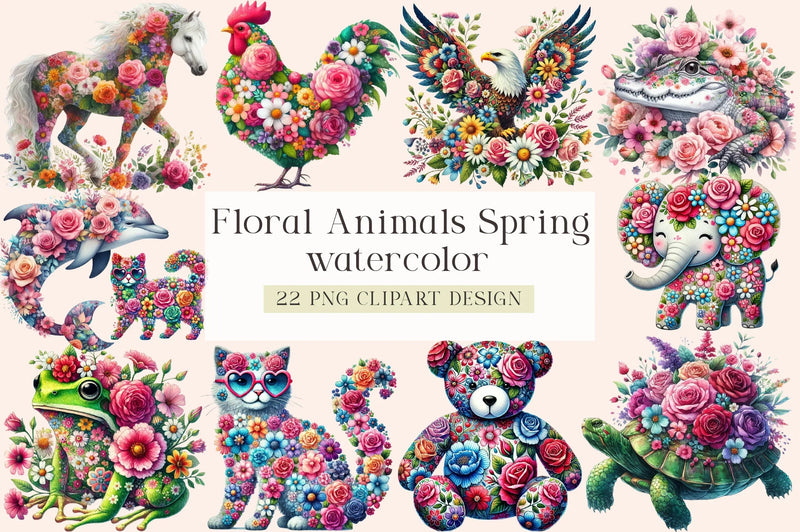 Floral Animals Spring Clipart Bundle - CraftNest - Digital Crafting and Art