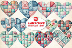 Patchwork Heart Valentine's Day Clipart Bundle 99 - CraftNest - Digital Crafting and Art