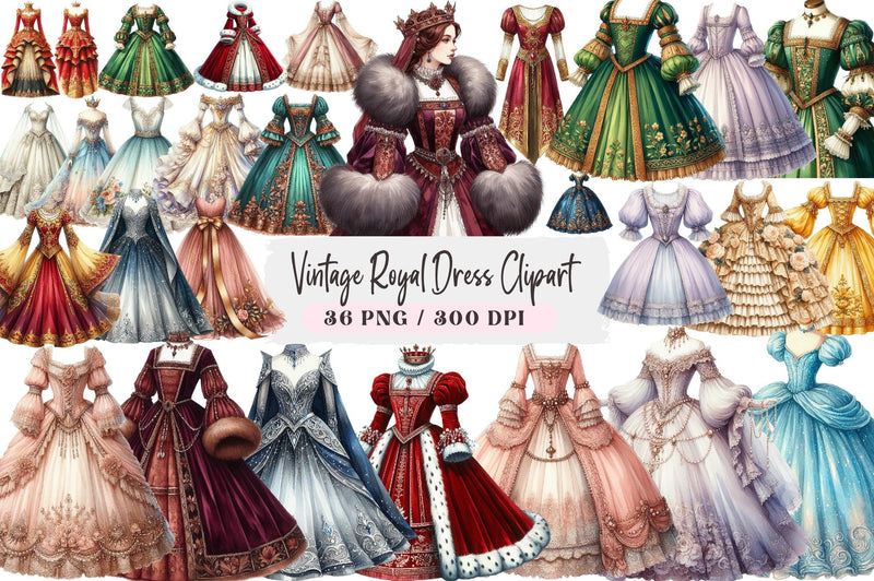 Vintage Royal Dress Clipart Bundle - CraftNest - Digital Crafting and Art