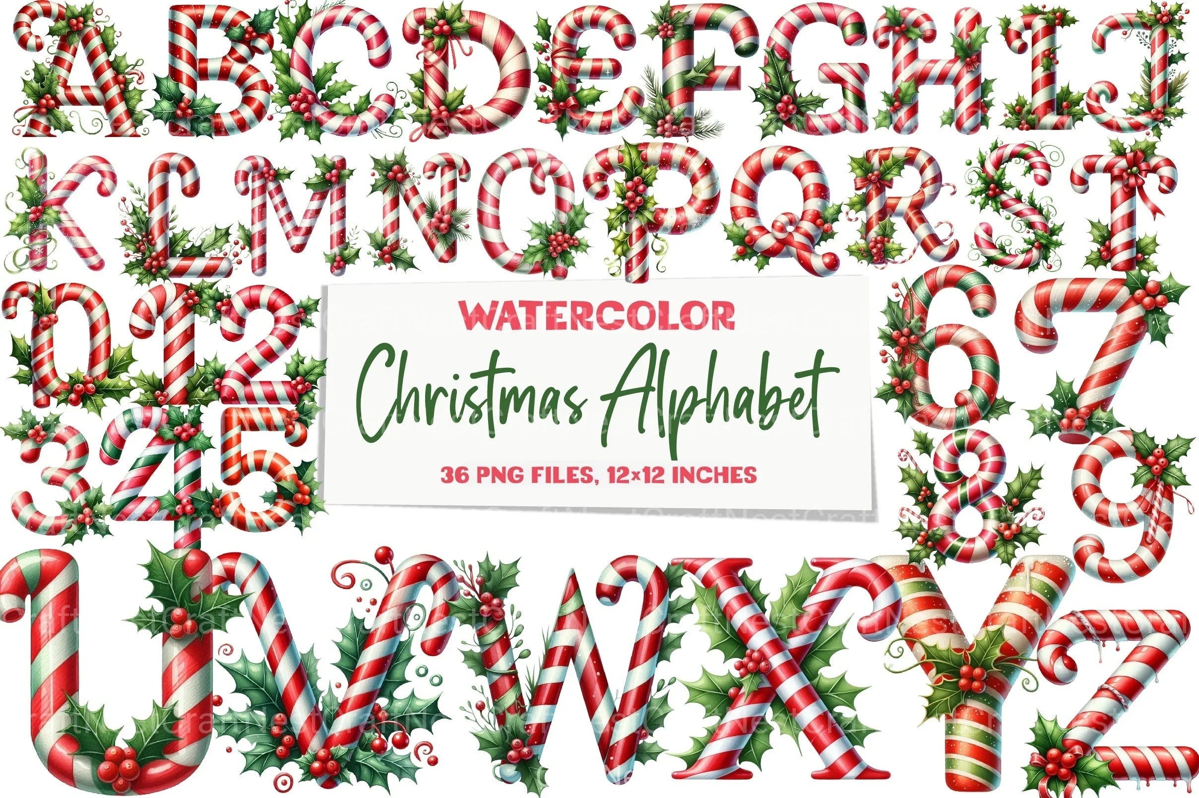 Christmas Alphabet Clipart Bundle 8 - CraftNest - Digital Crafting and Art