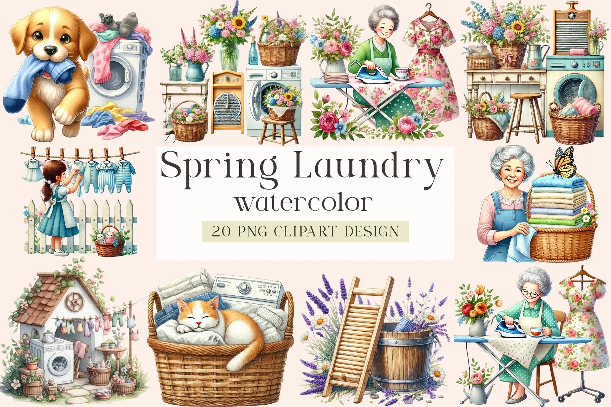 Spring Laundry Clipart Bundle - CraftNest - Digital Crafting and Art