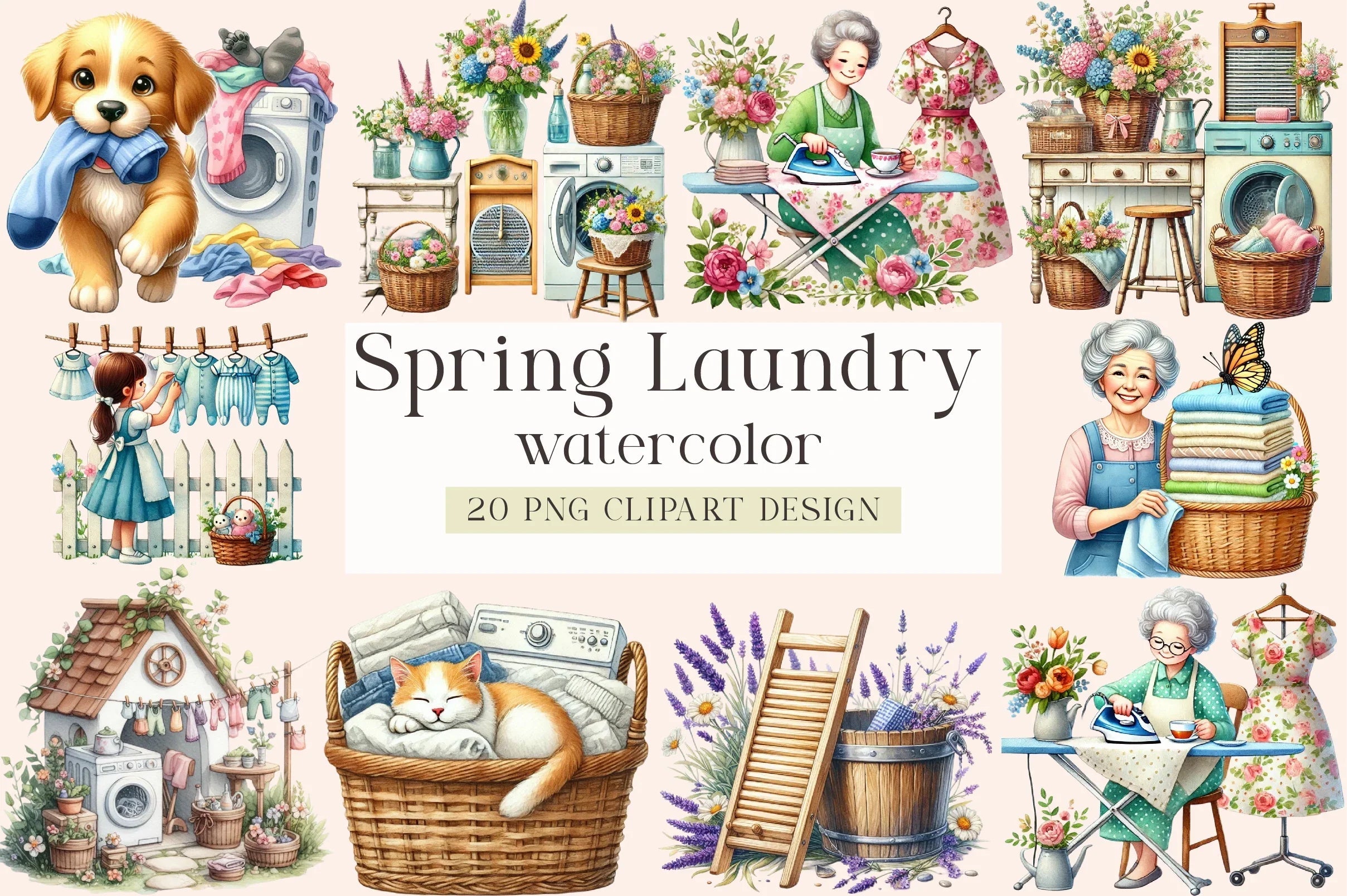 Spring Laundry Clipart Bundle - CraftNest - Digital Crafting and Art