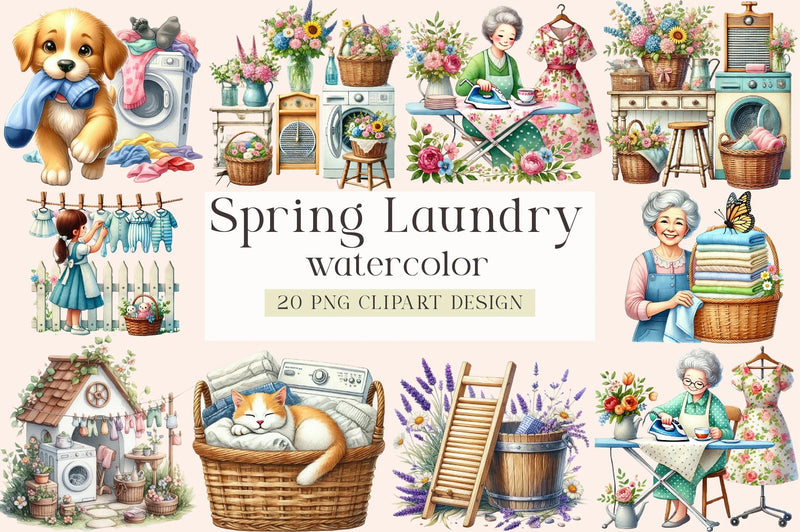Spring Laundry Clipart Bundle - CraftNest - Digital Crafting and Art