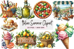 Italian Summer Clipart Bundle - CraftNest - Digital Crafting and Art