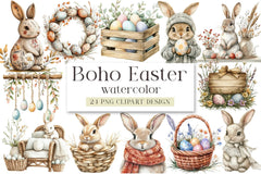 Boho Easter Clipart Bundle - CraftNest - Digital Crafting and Art