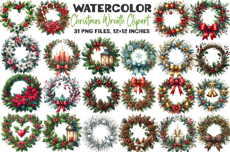 Christmas Wreath Clipart Bundle 55 - CraftNest - Digital Crafting and Art