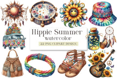Hippie Summer Clipart Bundle - CraftNest - Digital Crafting and Art
