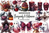 Burgundy Halloween Clipart Bundle