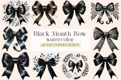 Black Month Bow Clipart Bundle - CraftNest - Digital Crafting and Art