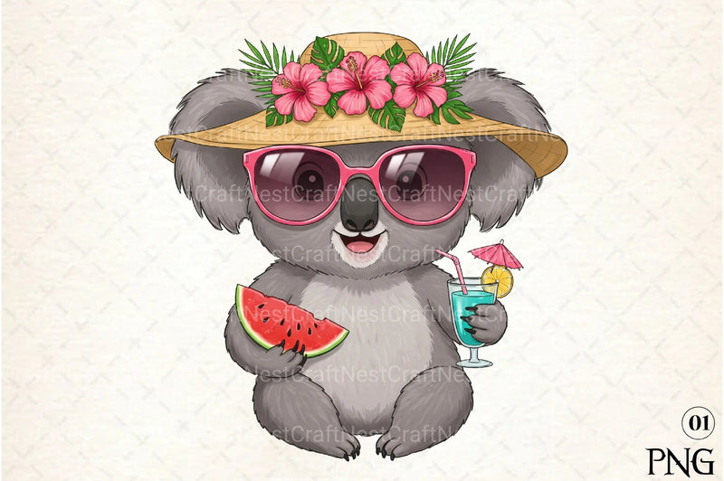 Summer Koala Clipart Bundle - CraftNest - Digital Crafting and Art