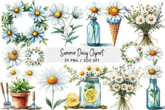 Summer Daisy Clipart Bundle - CraftNest - Digital Crafting and Art