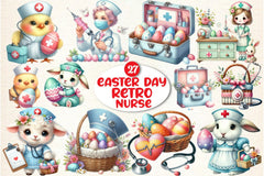 Retro Easter Nurse Clipart Bundle - CraftNest - Digital Crafting and Art