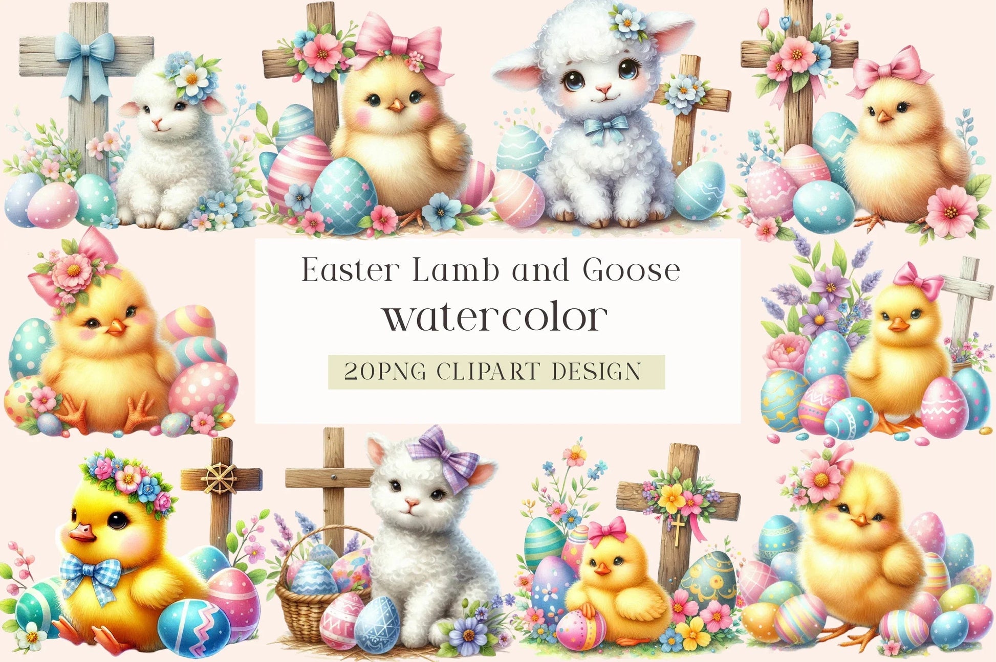 Easter Lamb & Goose Clipart Bundle - CraftNest - Digital Crafting and Art