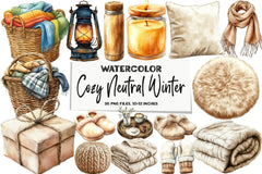 Cozy Neutral Winter Clipart Bundle - CraftNest - Digital Crafting and Art