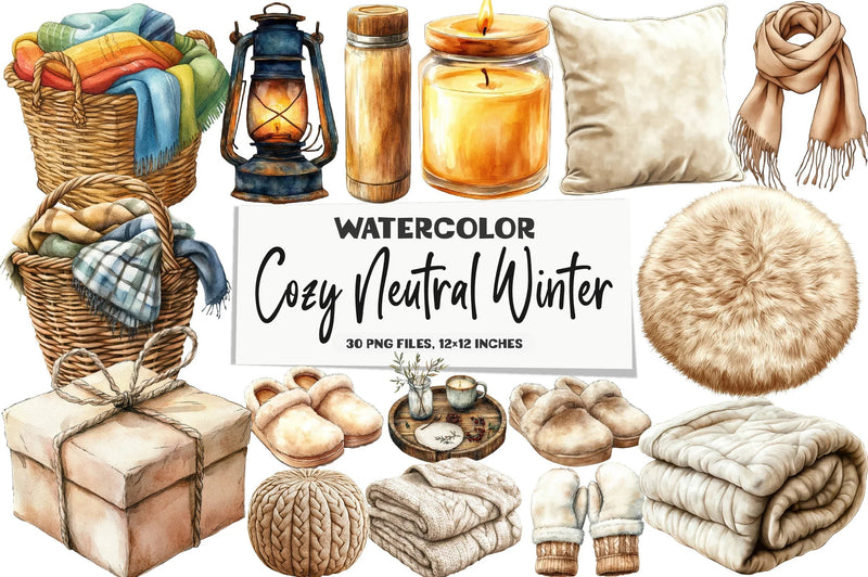 Cozy Neutral Winter Clipart Bundle - CraftNest - Digital Crafting and Art