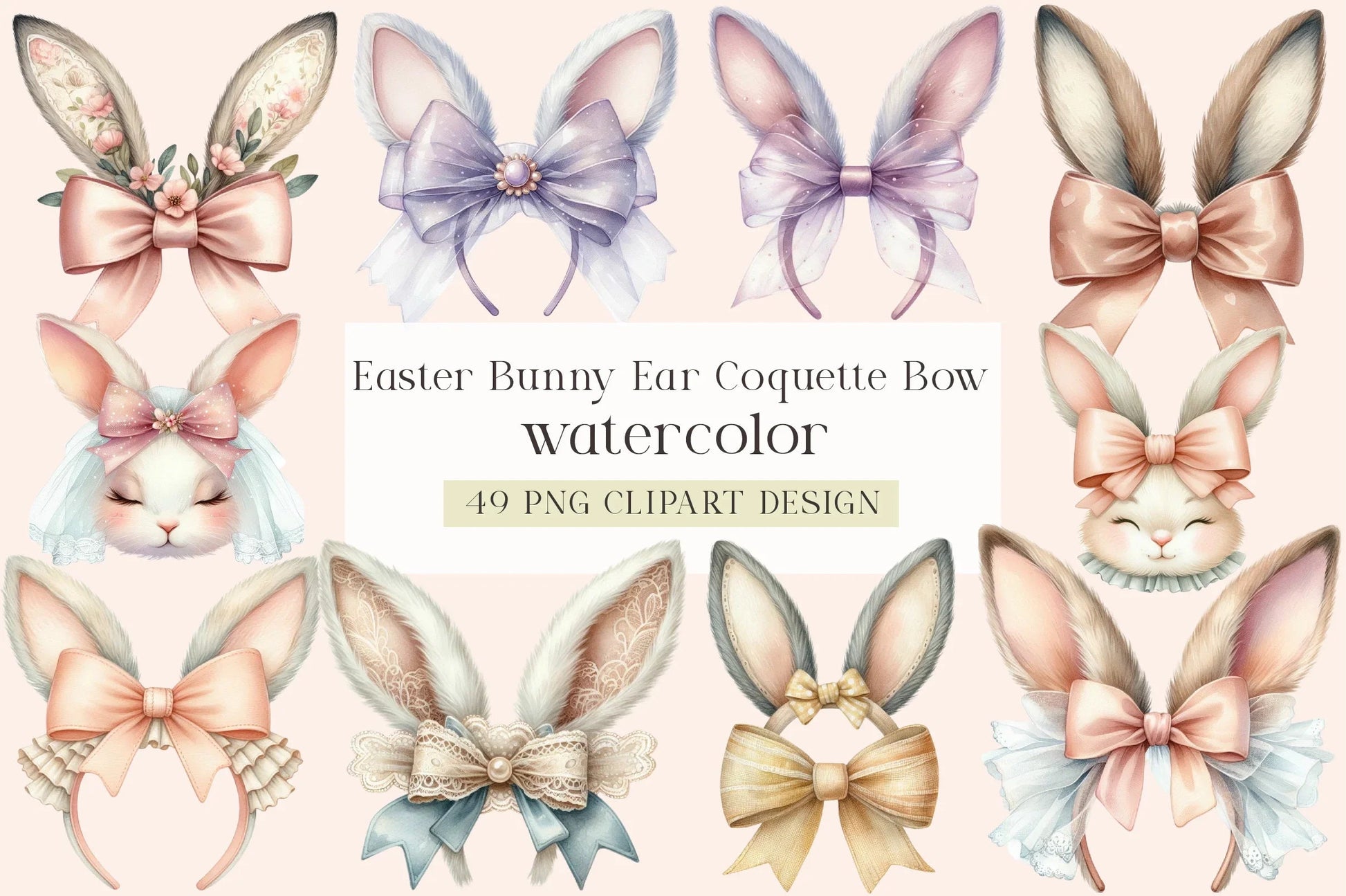 Easter Bunny Ear Bow Clipart Bundle - CraftNest - Digital Crafting and Art