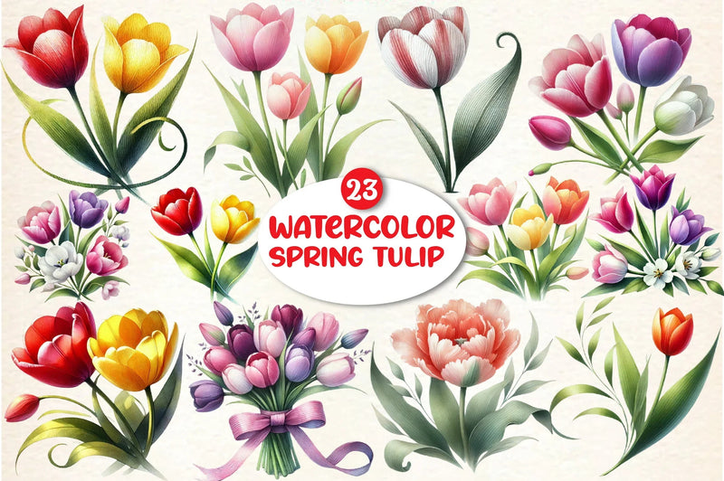 Spring Tulip Flower Clipart Bundle - CraftNest - Digital Crafting and Art
