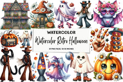 Retro Halloween Clipart Bundle - CraftNest - Digital Crafting and Art