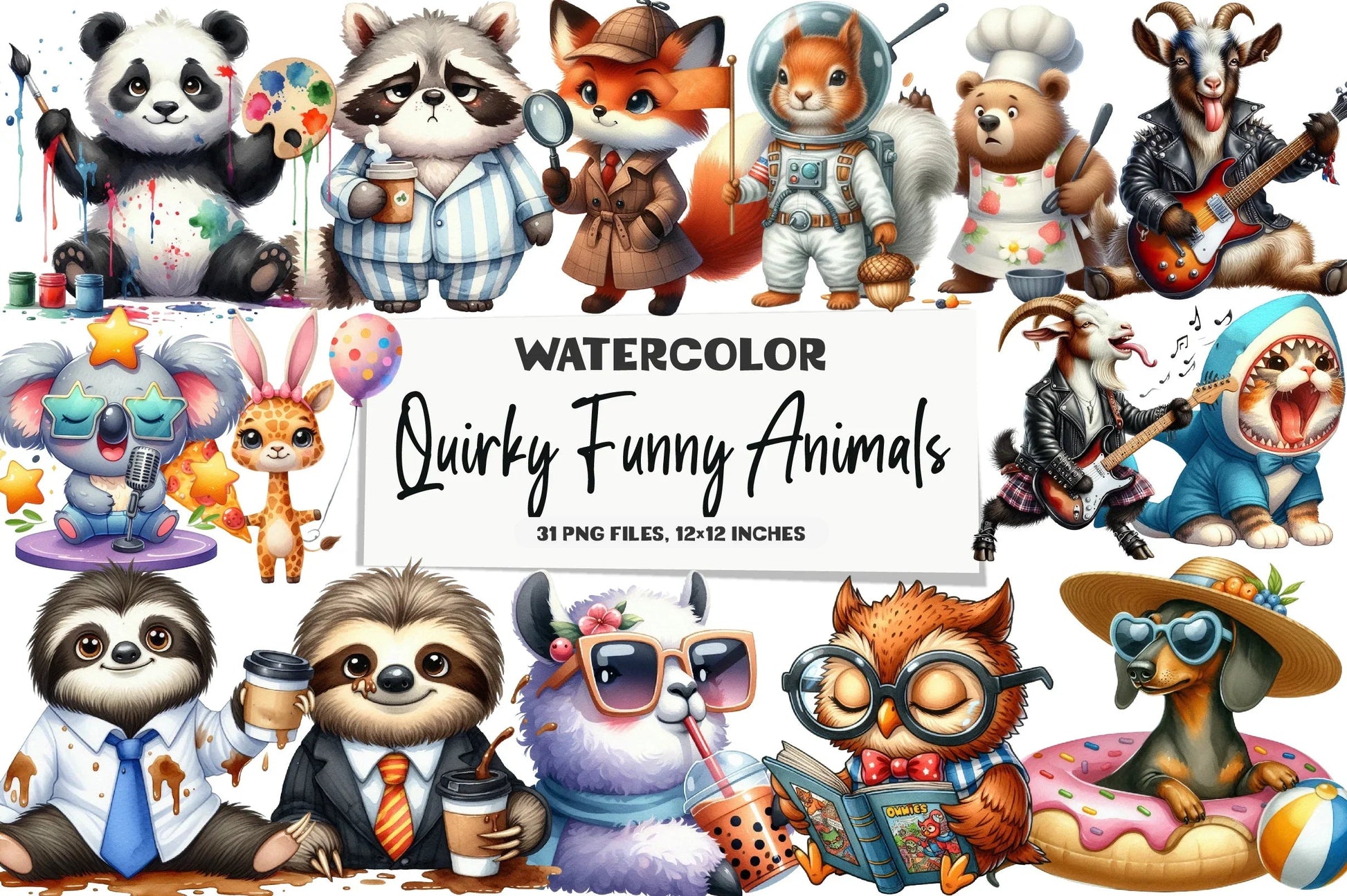 Quirky Funny Animals Clipart Bundle - CraftNest - Digital Crafting and Art