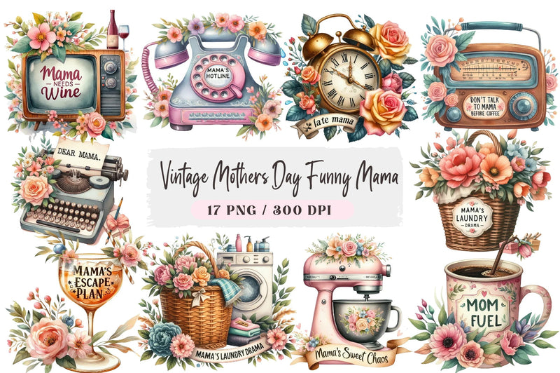 Vintage Mother's Day Funny Mama Clipart Bundle - CraftNest - Digital Crafting and Art