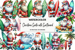 Christmas Santa Surfboard Clipart Bundle - CraftNest - Digital Crafting and Art