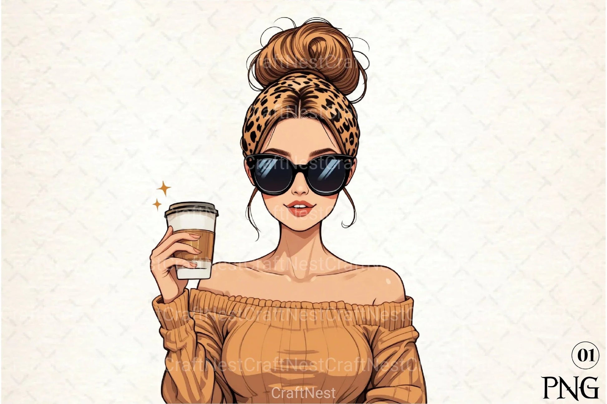 Leopard Mama Coffee Mom Bun Clipart Bundle for Mother's Day 2 - CraftNest - Digital Crafting and Art