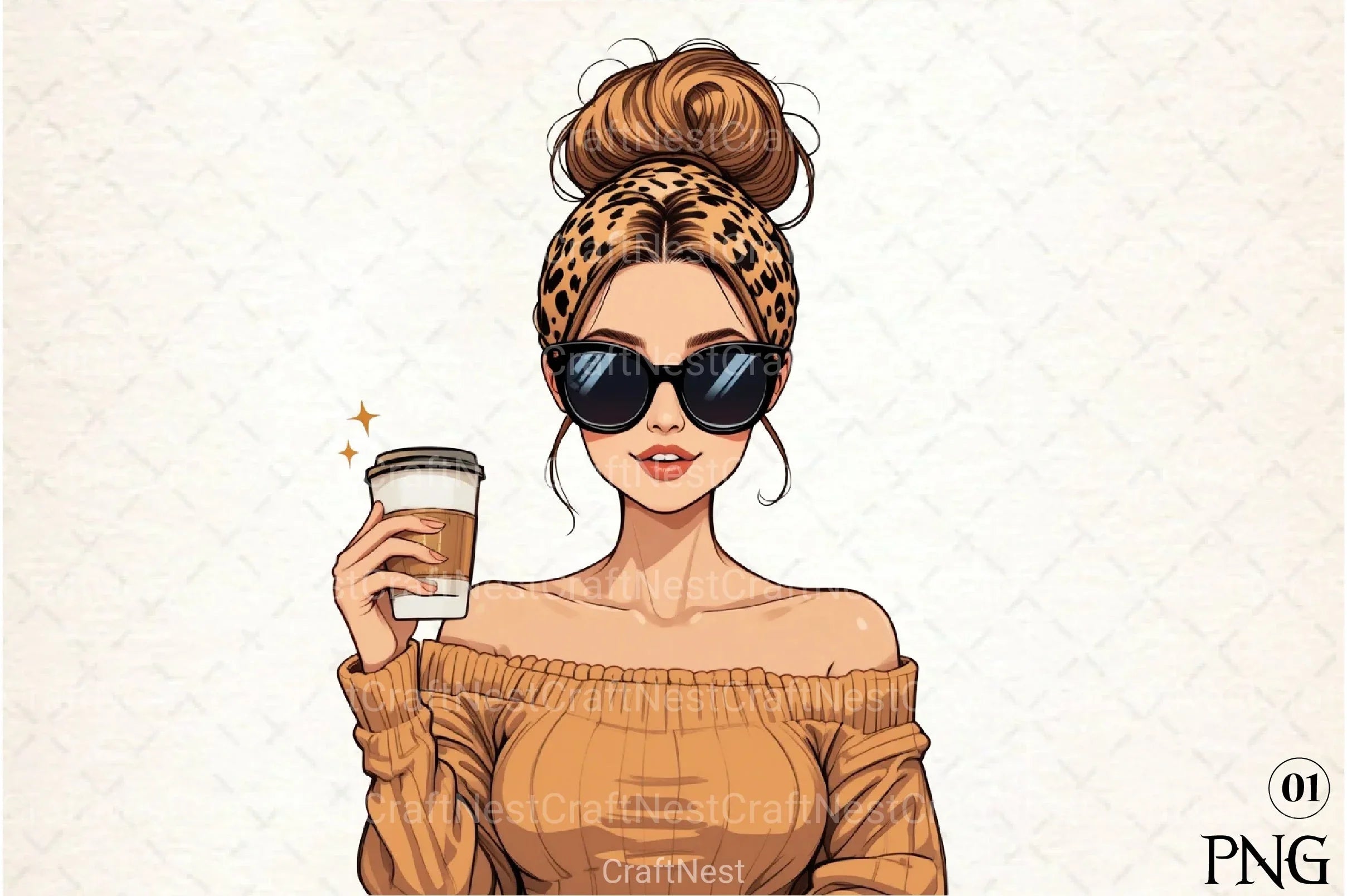 Leopard Mama Coffee Mom Bun Clipart Bundle for Mother's Day 2 - CraftNest - Digital Crafting and Art