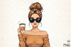 Leopard Mama Coffee Mom Bun Clipart Bundle for Mother's Day