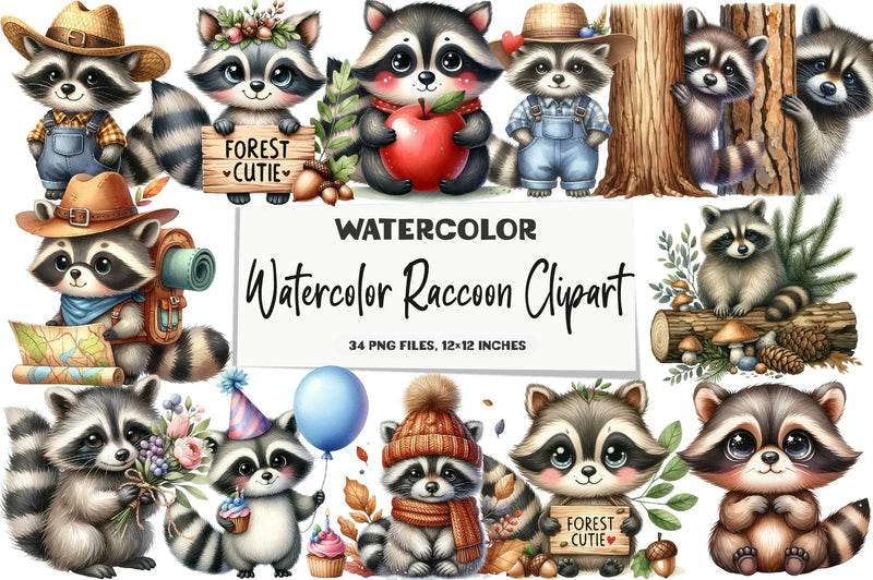 Raccoon Clipart Bundle - CraftNest - Digital Crafting and Art