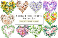 Spring Floral Hearts Clipart Bundle - CraftNest - Digital Crafting and Art