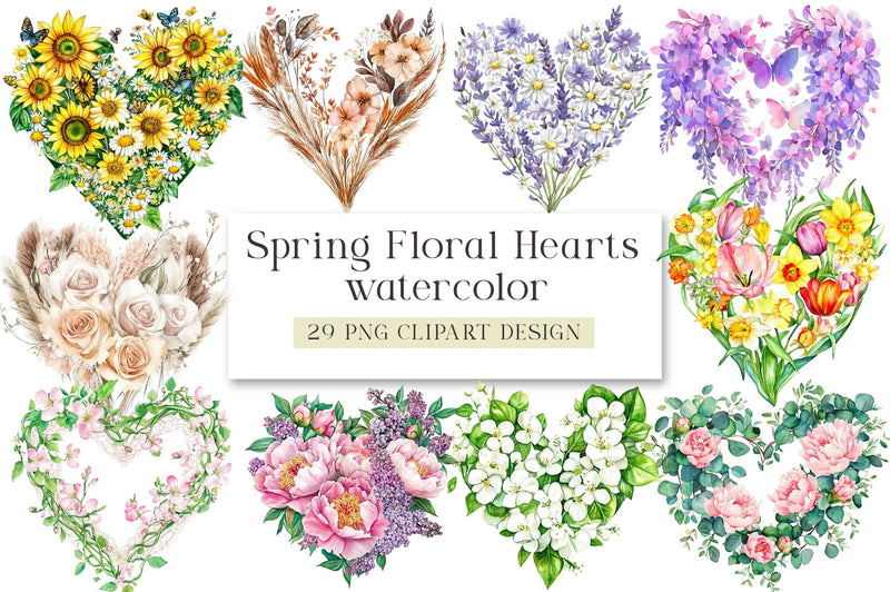 Spring Floral Hearts Clipart Bundle - CraftNest - Digital Crafting and Art