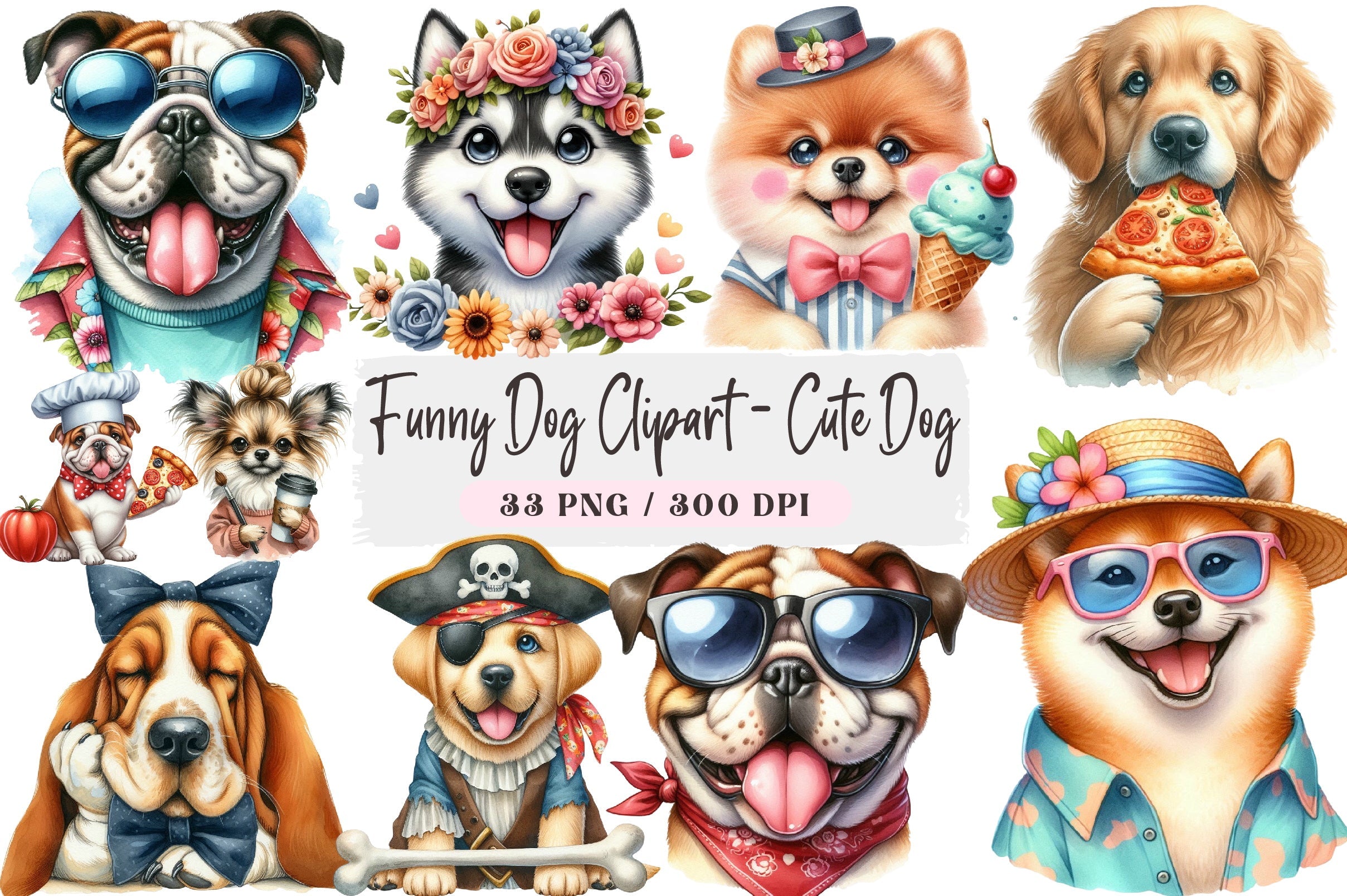 Funny Dog Cute Clipart Bundle