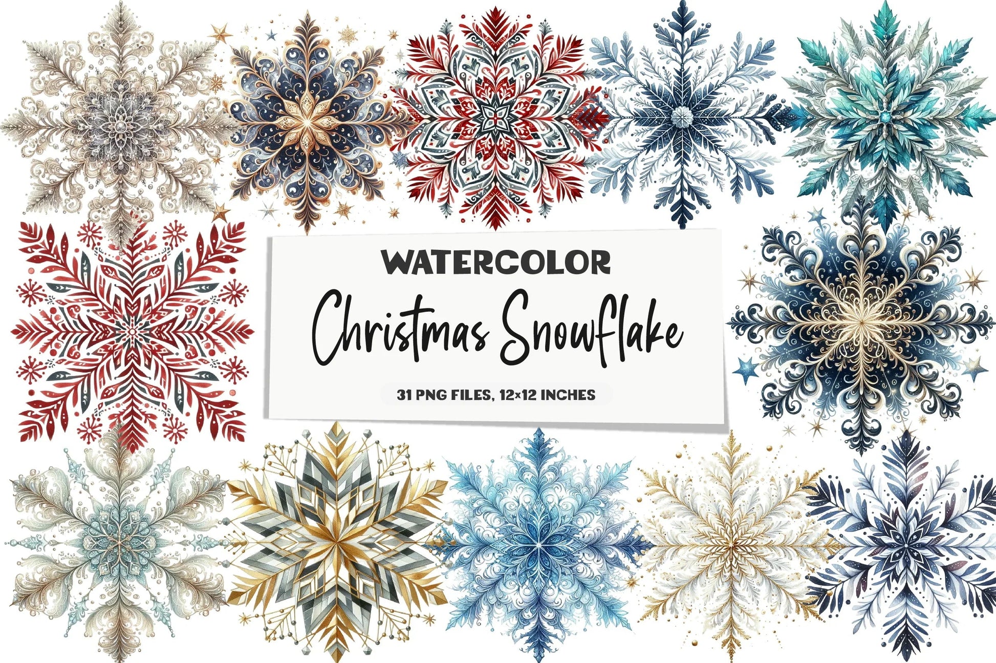Christmas Snowflake Clipart Bundle - CraftNest - Digital Crafting and Art