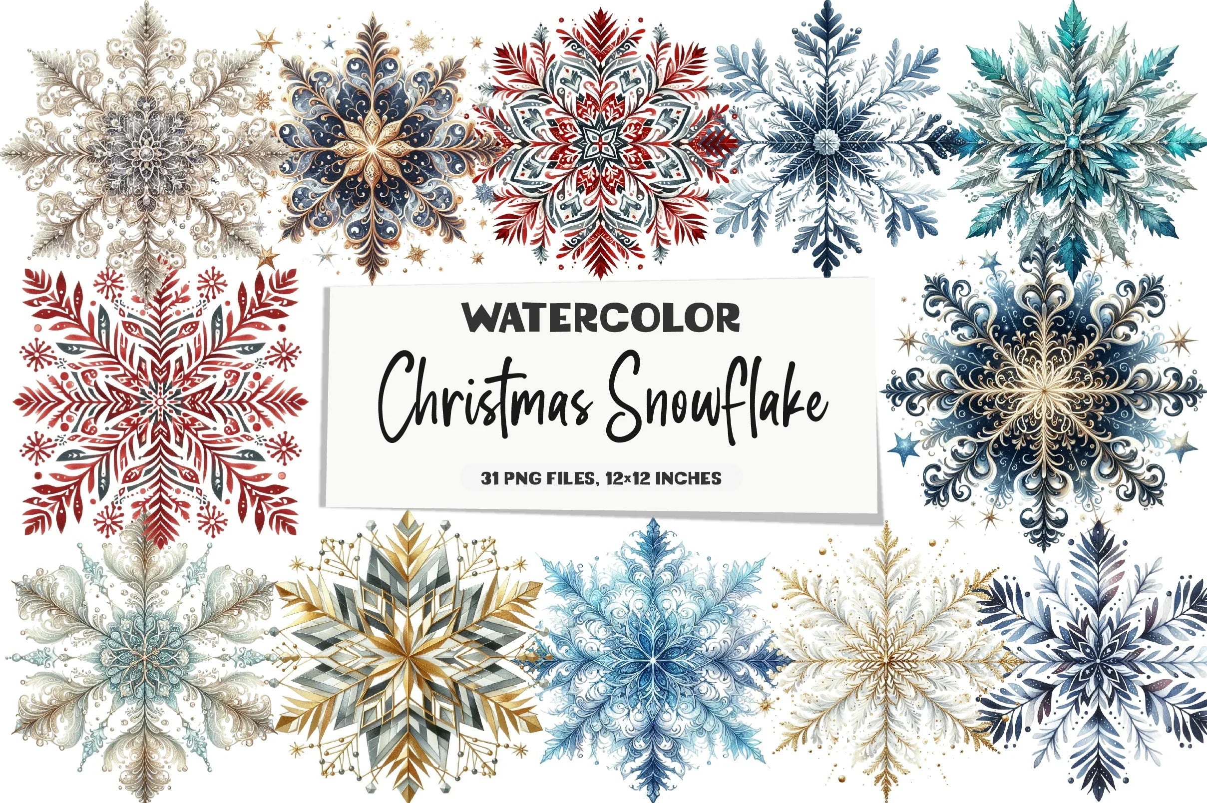 Christmas Snowflake Clipart Bundle - CraftNest - Digital Crafting and Art