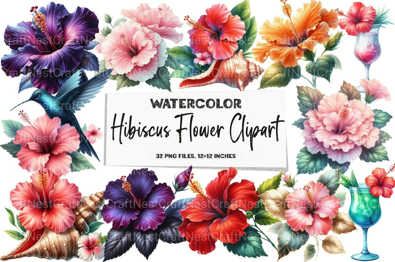 Hibiscus Flower Clipart Bundle 2 - CraftNest - Digital Crafting and Art