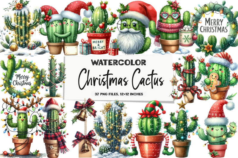 Christmas Cactus Clipart Bundle - CraftNest - Digital Crafting and Art