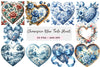 Chinoiserie Blue Toile Heart Clipart Bundle