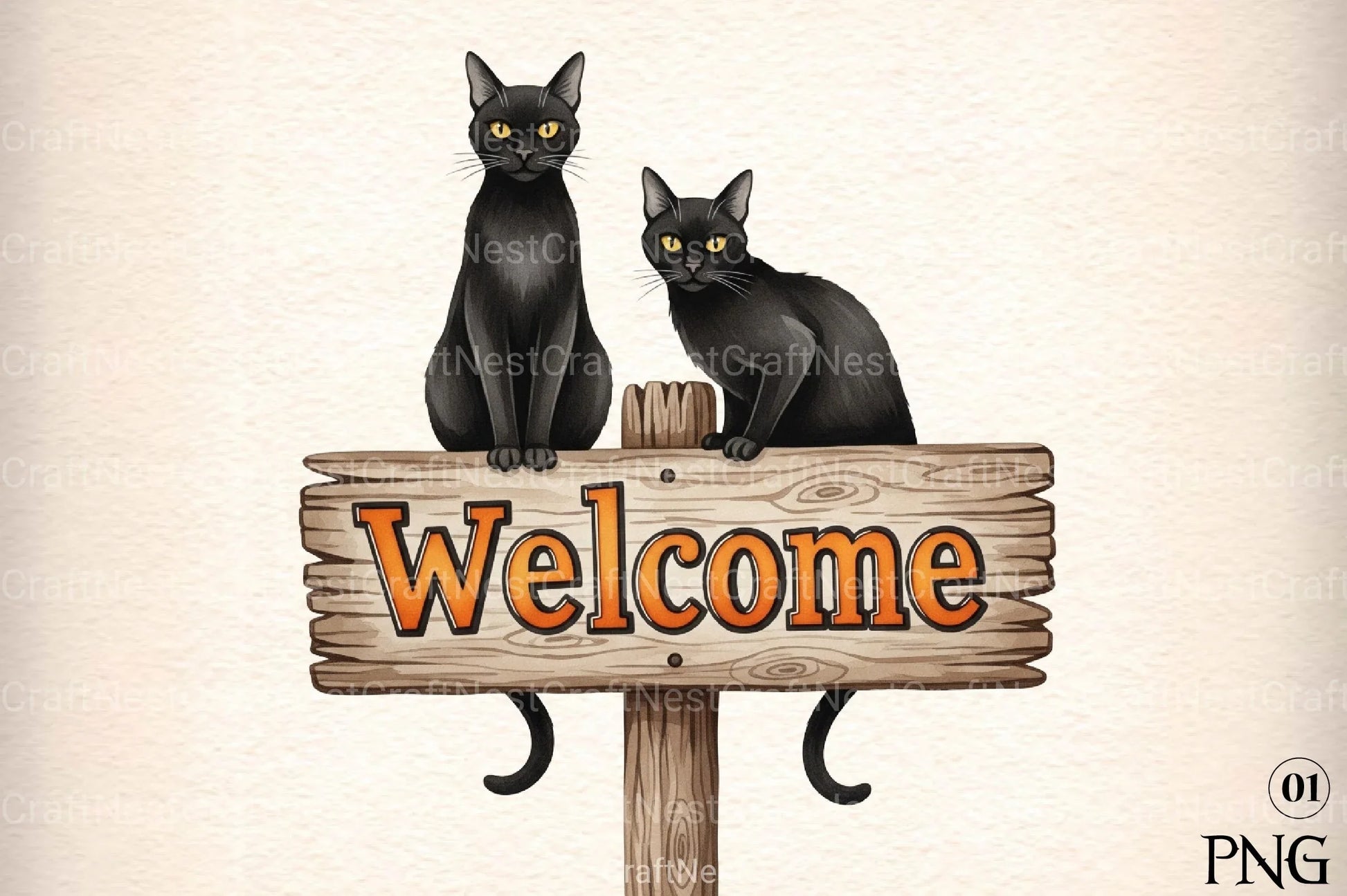 Black Cat Welcome Sign Clipart Bundle - CraftNest - Digital Crafting and Art