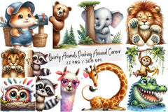 Quirky Animals Peeking Clipart Bundle - CraftNest - Digital Crafting and Art